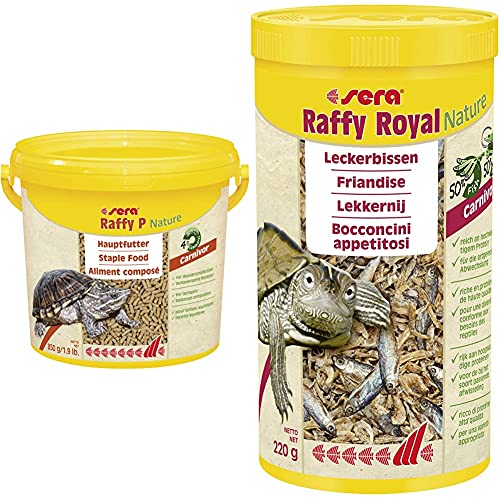 sera Raffy P Nature 3.800 ml (850 g) - Die ausgewogene Grundlage für Wasserschildkröten,Wasserschildkröten Futter & Raffy Royal Nature 1.000 ml (220 g) - Artgerechte Abwechslung zum kräftigen Zubeißen von sera