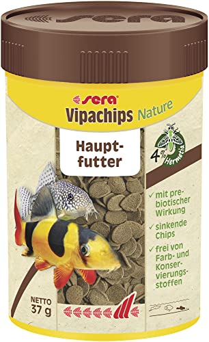 sera Vipachips Nature 100 ml | Hauptfutter mit 4% Insektenmehl | Schnell sinkend für Bodenfressende Fische | Ohne Farb- & Konservierungsstoffe | Ressourcenschonend & Naturnahe Ernährung von sera
