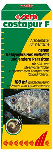 sera costapur F 100 ml - Arzneimittel für Fische gegen Ichthyophthirius multifiliis und andere einzellige Hautparasiten, Medizin fürs Aquarium von sera