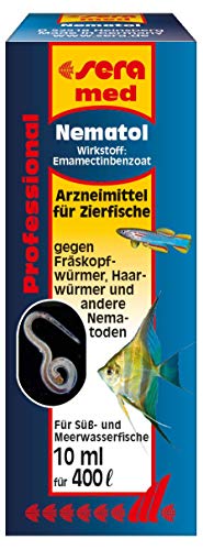 sera med Professional Nematol 10 ml - Arzneimittel für Fische gegen Fräskopfwürmer, Haarwürmer und andere Nematoden, Medizin fürs Aquarium von sera