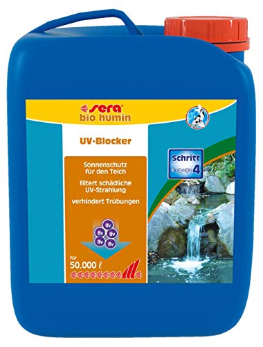 sera pond bio humin 2,5 Liter - Der Sonnenschutz für den Teich UV-Blocker, verhindert Trübungen, bernsteinfarbenes, kristallklares Wasser durch natürliche Huminstoffe von sera