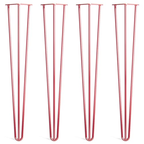 Stahl-Tischbeine mit einfachen Couchtisch-Stützbeinen, Massivholz, Mahlzeitenzubehör, Barständer, Halterung (rot, 45 cm x 4) von sermair