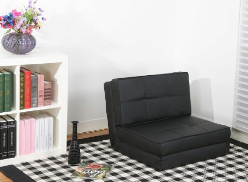 Schlafsessel Jugendsessel Gästebett Kindersessel Klappsessel Kunstleder schwarz klein von sesselseller 24