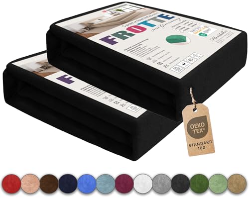 Sesto Senso 2 Pack Spannbettlaken 140x200cm Schwarz Hautfarbe für Topper Frottee mit Gummizug 100% Baumwolle von sesto senso