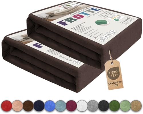 Sesto Senso 2 Pack Spannbettlaken 90x200cm Braun für Topper Frottee mit Gummizug 100% Baumwolle von sesto senso
