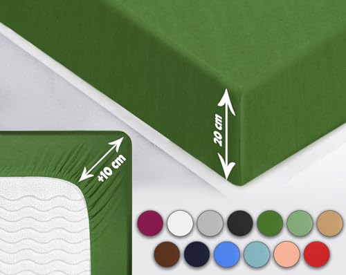 Sesto Senso Spannbettlaken 140x200cm Dunkelgrün für Topper Jersey Baumwolle Sesto Senso Spannbettlaken 140x200cm Dunkelgrün für Topper Jersey Baumwolle von sesto senso