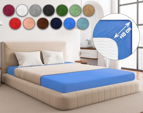 Sesto Senso Spannbettlaken 90x200cm Hellblau für Topper Frottee mit Gummizug 100% Baumwolle Sesto Senso Spannbettlaken 90x200cm Hellblau für Topper Frottee mit Gummizug 100% Baumwolle von sesto senso