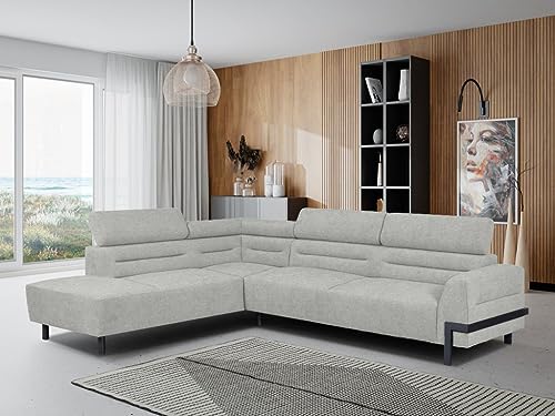 sesto senso Große Moderne Couch 240x295 cm - Modernes Ecksofa auf schwarzen Metallbeinen – L-förmiges Sofa für Wohnzimmer mit verstellbaren Kopfstützen – Stilvoller Komfort Links rechts von sesto senso