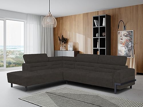 sesto senso Große Moderne Couch 240x295 cm - Modernes Ecksofa auf schwarzen Metallbeinen – L-förmiges Sofa für Wohnzimmer mit verstellbaren Kopfstützen – Stilvoller Komfort Links rechts von sesto senso