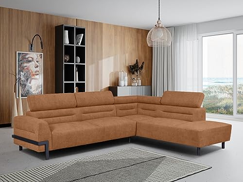 sesto senso Große Moderne Couch 240x295 cm - Modernes Ecksofa auf schwarzen Metallbeinen – L-förmiges Sofa für Wohnzimmer mit verstellbaren Kopfstützen – Stilvoller Komfort Links oder rechts von sesto senso