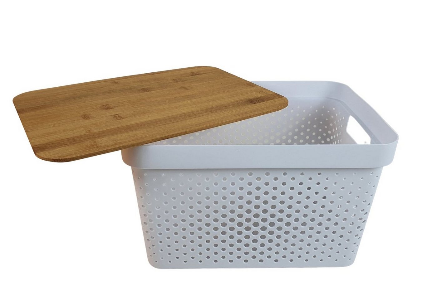 sesua Aufbewahrungsbox Aufbewahrungskorb 17L mit Bambusdeckel & Lochmuster Kiste Ordnung sesua Aufbewahrungsbox Aufbewahrungskorb 17L mit Bambusdeckel & Lochmuster Kiste Ordnung von sesua