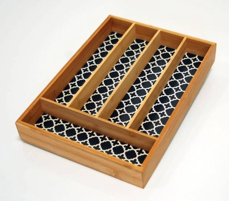 sesua Besteckkasten Besteckeinsatz aus Bambus Holz 35 x 25 x 5 cm von sesua