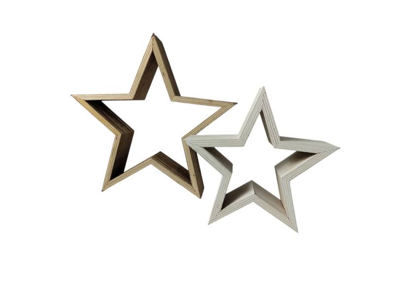 sesua Dekostern Holzstern Dekostern Weihnachtssterne 2er Set (22cm/17cm) von sesua