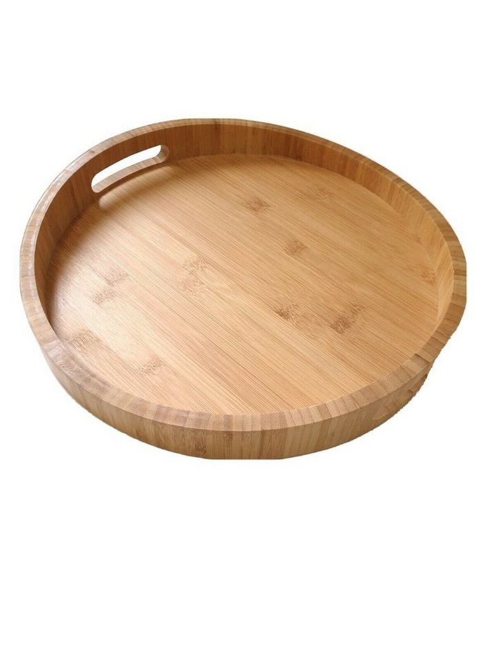 sesua Dekotablett Tablett aus Bambusholz Bambustablett Holztablett Durchmesser 35 cm von sesua