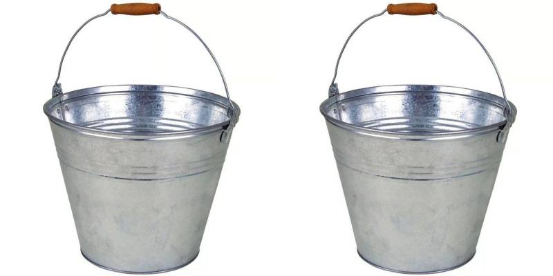 sesua Eiseimer Zinkeimer Metalleimer 10 Liter 27 x 25 cm Bierkühler mit Holzgriff von sesua
