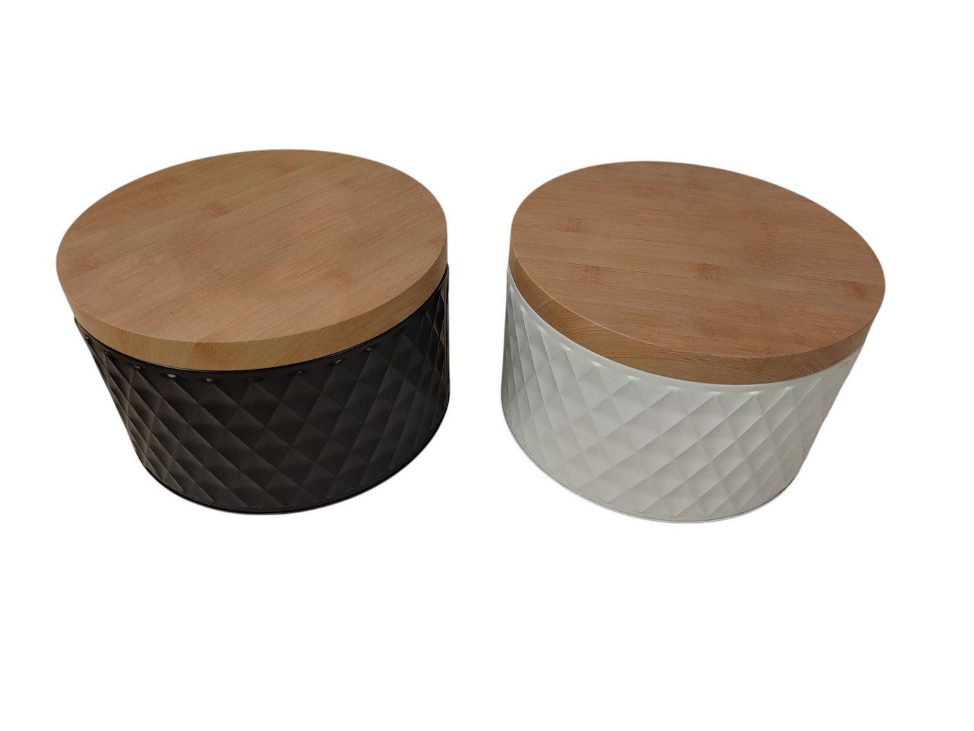 sesua Keksdose Metallvorratsdose 2er Set mit Bambusoptik-Deckel Keksdose 20 x 12 cm von sesua