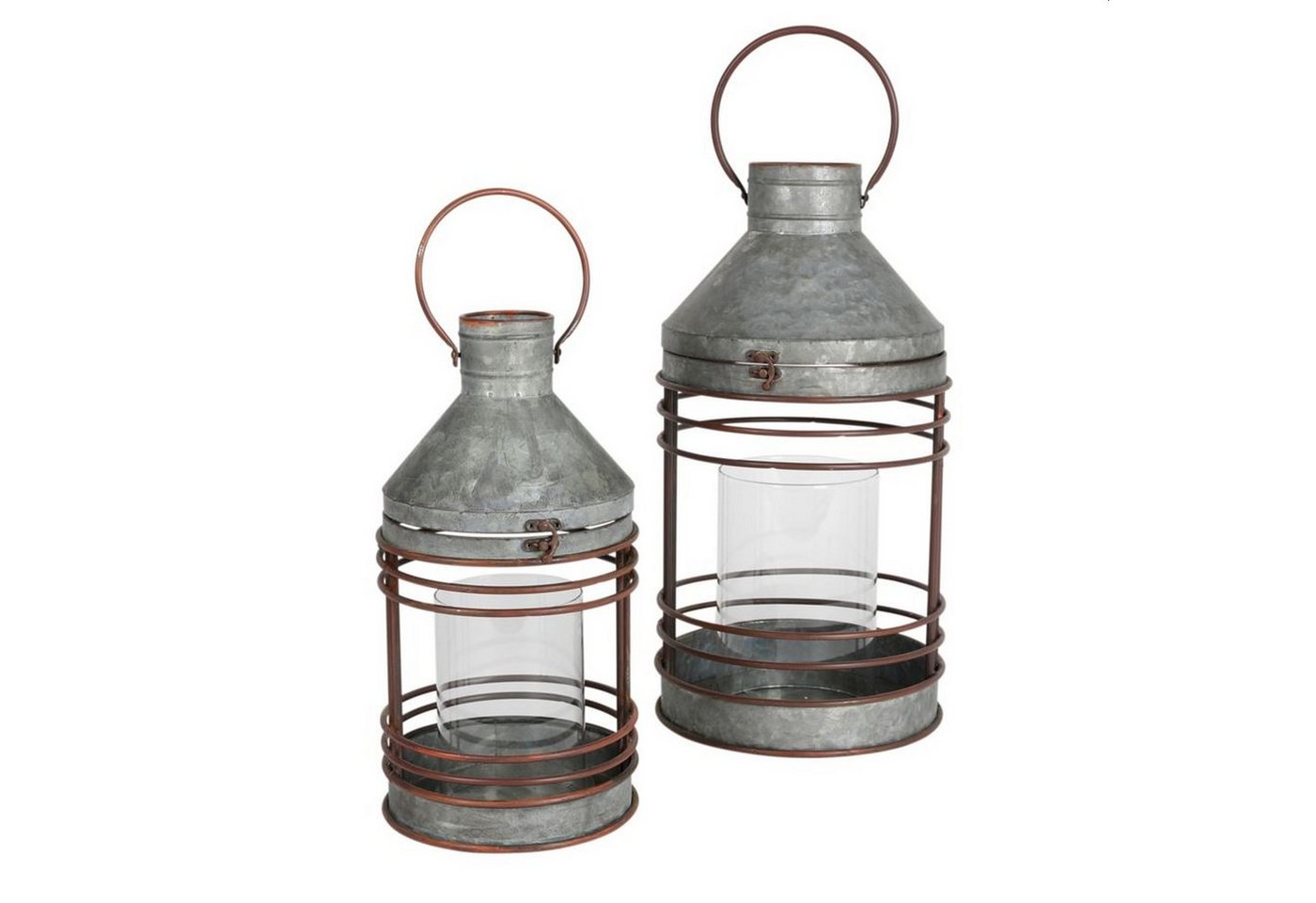 sesua Kerzenlaterne Zink Laternen 2er Set Glas Windlicht Industrie-Look Outdoor (2 St) von sesua