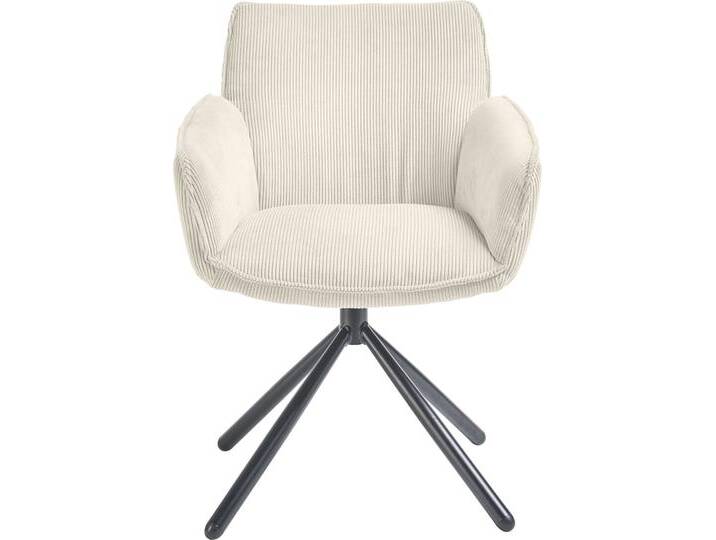 Armlehnstuhl Frisco , beige (cremefarben, schwarz), Cord, Eisen, Polyester, SET ONE BY MUSTERRING, Stühle, 2er Set, 180 Drehfunktion, automatischer Rückstellung, Sitzhöhe 50 cm von set-one-by-Musterring