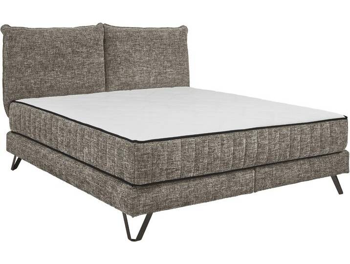 Boxspringbett Baldwin , grau (mixed grau), B:202cm L:212cm, 100% Polyester, SET ONE BY MUSTERRING, Komplettbetten, Liegefläche 180 x 200 cm, Duo-Matratze (H3/H4), Kopfteil zweigeteilt von set-one-by-Musterring