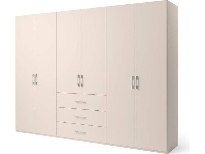 Drehtürenschrank Henderson , beige (champagner), B:301cm H:223cm T:60cm, Holzwerkstoff, SET ONE BY MUSTERRING, Schränke, mit 3 Schubladen, inkl. Fachböden und Kleiderstangen von set-one-by-Musterring
