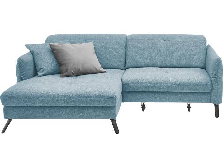 Ecksofa SO 4400 V , blau (eisblau), B:259cm H:84cm T:167cm, 100% Polyester, SET ONE BY MUSTERRING, Sofas, wahlweise mit motorischer Bettfunktion & Kopfverstellung, Fuß schwarz von set-one-by-Musterring