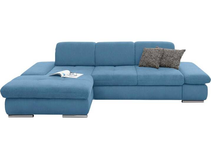 Ecksofa SO4100 V , blau (hellblau), B:284cm H:80cm T:190cm, SET ONE BY MUSTERRING, Sofas, mit verstellbaren Kopfteilen, wahlweise mit Funktionen, Cord-Bezug von set-one-by-Musterring
