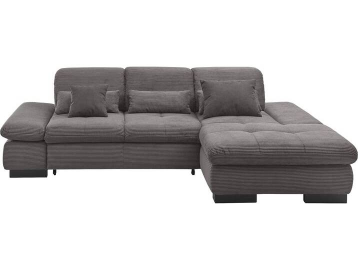 Ecksofa SO4100 V , grau, B:284cm H:80cm T:190cm, 100% Polyester, SET ONE BY MUSTERRING, Sofas, mit verstellbaren Kopfteilen, wahlweise mit Funktionen, Cord-Bezug von set-one-by-Musterring