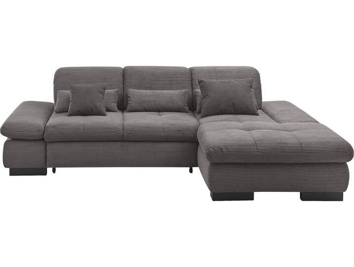 Ecksofa SO4100 V , grau, B:284cm H:80cm T:190cm, 100% Polyester, SET ONE BY MUSTERRING, Sofas, mit verstellbaren Kopfteilen, wahlweise mit Funktionen, Cord-Bezug von set-one-by-Musterring