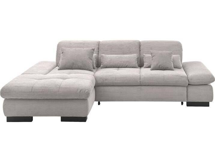Ecksofa SO4100 V , grau (hellgrau), B:284cm H:80cm T:190cm, 100% Polyester, SET ONE BY MUSTERRING, Sofas, mit verstellbaren Kopfteilen, wahlweise mit Funktionen, Cord-Bezug von set-one-by-Musterring