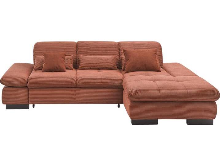 Ecksofa SO4100 V , rosa (kupfer), B:284cm H:80cm T:190cm, 100% Polyester, SET ONE BY MUSTERRING, Sofas, mit verstellbaren Kopfteilen, wahlweise mit Funktionen, Cord-Bezug von set-one-by-Musterring