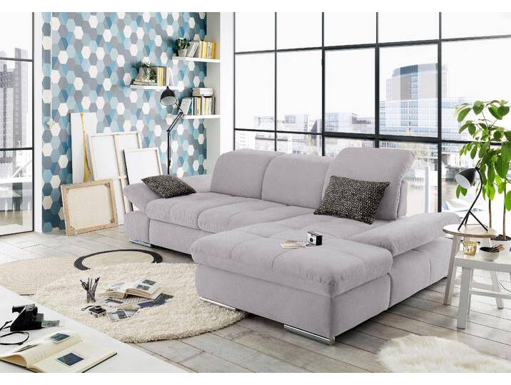 Ecksofa SO4100 V , silber, B:284cm H:80cm T:190cm, SET ONE BY MUSTERRING, Sofas, mit verstellbaren Kopfteilen, wahlweise mit Funktionen, Cord-Bezug von set-one-by-Musterring