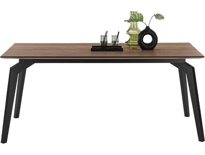 Esstisch Kent , braun (schw, tabak, schwarz, tabak), B:200cm H:76cm T:100cm, SET ONE BY MUSTERRING, Tische, Tischplatte Halifax tabak, schweizer Kante, 4-Fuß-Gestell in schwarz von set-one-by-Musterring