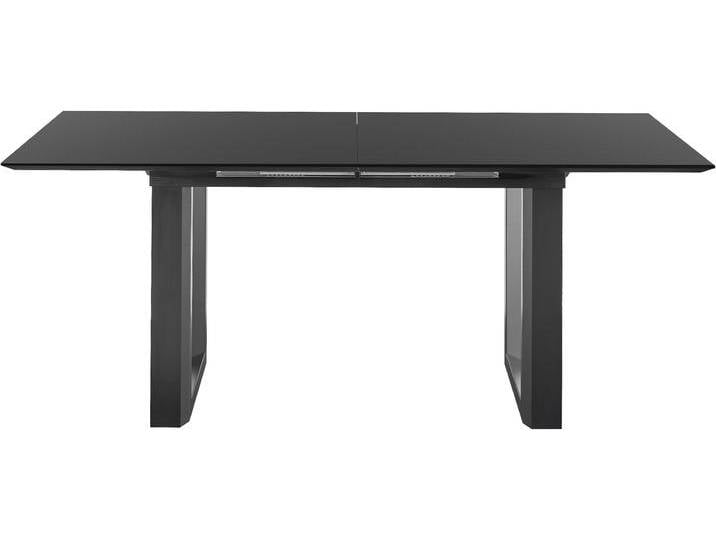 Esstisch New Atlanta , vulkanschwarz supermatt, vulkanschwarz supermatt, vulkanschwarz supermatt, vulkanschwarz supermatt, H:76cm, SET ONE BY MUSTERRING, Tische, Platte rechteckig mit schweizer Kante, ausziehbar, Gestell in U-Form von set-one-by-Musterring