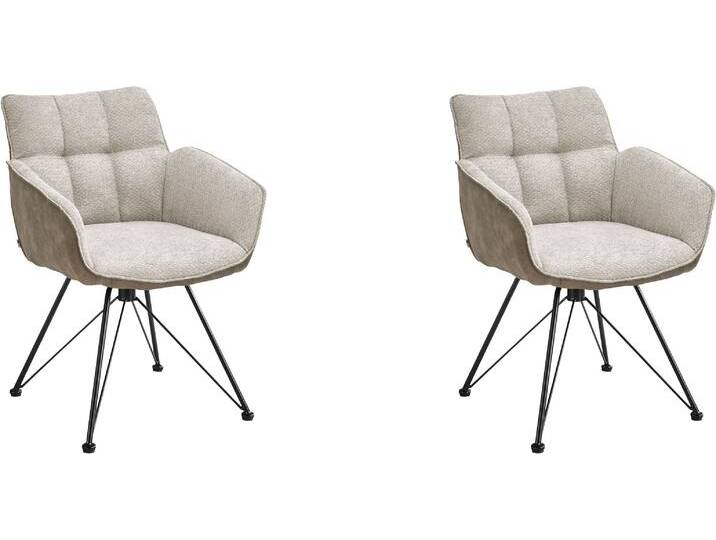 Esszimmerstuhl Frisco-B , beige (beige, schwarz), B:62cm H:84cm T:62cm, Chenille, Microfaser, SET ONE BY MUSTERRING, Stühle, Bezug innen Chenille und außen Microfaser, Design-Gestell schwarz von set-one-by-Musterring