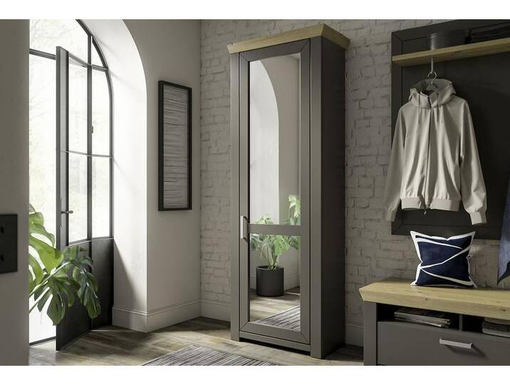 Kleiderschrank GA-12 , grau (grau anthrazit, eiche artisan), B:74,5cm H:206,6cm T:42,2cm, Spanplatte, SET ONE BY MUSTERRING, Schränke, Breite 74,5 cm von set-one-by-Musterring