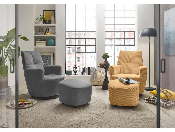 Relaxsessel SO 1450 , gelb (honey gelb gct 95), B:80cm H:96cm T:88cm, Luxus-Microfaser (Chenille)100% Polyester, SET ONE BY MUSTERRING, Sessel, mit Dreh- und Wippfunktion, inklusive Hocker von set-one-by-Musterring