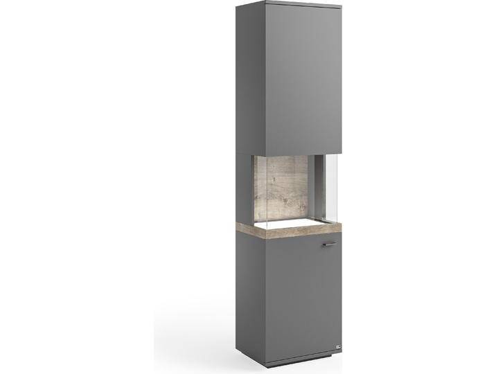 Set One by Musterring, Vitrine + Buffetschrank, Set One Lancaster TYP 01 Vitrine zerlegt Grau Antrazit/Eiche Ribbeck Cognac von set-one-by-Musterring