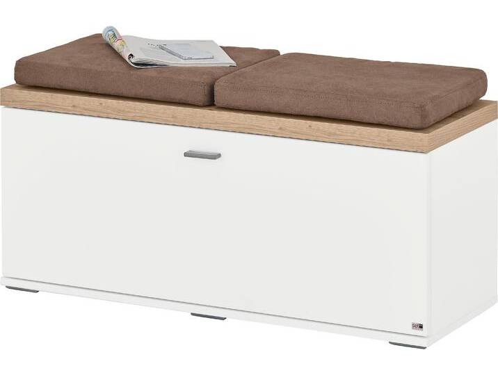 Sitzbank Lancaster Dielen , weiß (weiß matt mit eiche artisan), B:100cm H:43,6cm T:37,2cm, Obermaterial: 100% Polyester, SET ONE BY MUSTERRING, Sitzbänke, mit einer Klappe, in zwei Farben erhältlich, B 100 x H 44 cm von set-one-by-Musterring