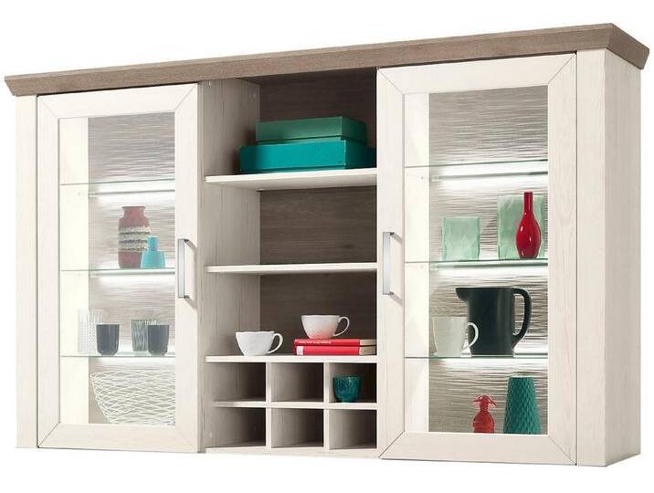 set one by Musterring Aufsatzschrank York Typ 24, Glastüren und Flaschenregal, B 184 cm, weiß von set-one-by-Musterring