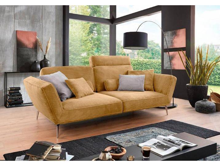 set one by Musterring Big-Sofa SO 4500, Füße chromfarben, Breite 260cm, in Cord, gelb, mit Kopfstütze, mustard set one by Musterring Big-Sofa SO 4500, Füße chromfarben, Breite 260cm, in Cord, gelb, mit Kopfstütze, mustard von set-one-by-Musterring