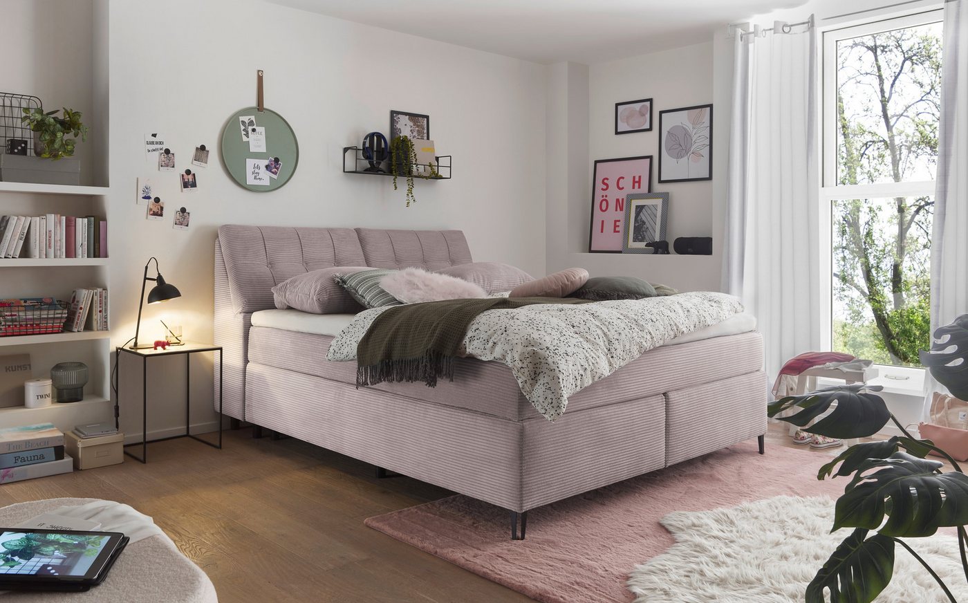 set one by Musterring Boxspringbett Fairfield, Kopfteil in Kassenoptik, Metallfuß schwarz, Breite 160 oder 180 cm set one by Musterring Boxspringbett Fairfield, Kopfteil in Kassenoptik, Metallfuß schwarz, Breite 160 oder 180 cm von set one by Musterring