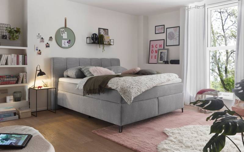 set one by Musterring Boxspringbett Fairfield, Metallfuß schwarz, Kopfteil mit Keder, Breite 160 oder 180 cm von set one by Musterring