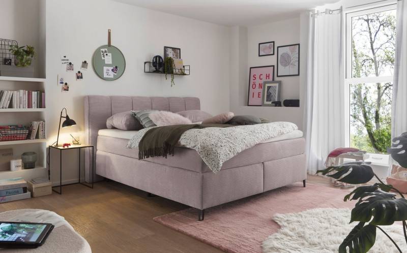 set one by Musterring Boxspringbett Fairfield, Metallfuß schwarz, Kopfteil mit Keder, Breite 160 oder 180 cm von set one by Musterring