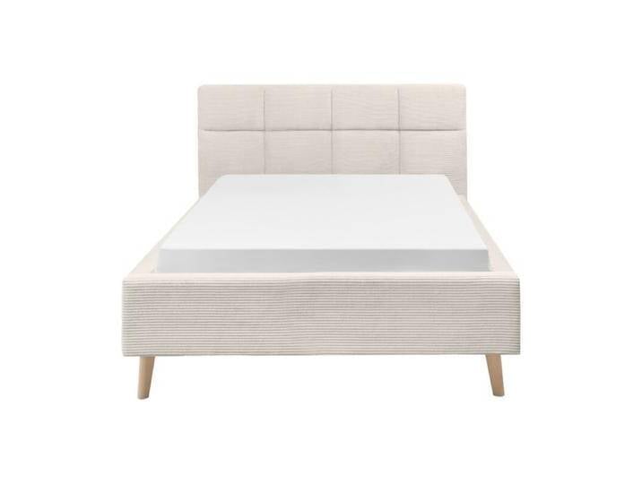 set one by Musterring Cary Polsterbett inkl. Lattenrost und Matratze - Cord Poso 100 beige , Holz eichefarbig , 140 x 200 , H3 von set-one-by-Musterring