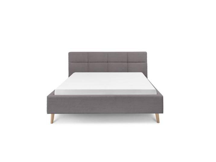 set one by Musterring Cary Polsterbett inkl. Lattenrost und Matratze - Cord Poso 22 grau , Holz eichefarbig , 180 x 200 , H2/H3 von set-one-by-Musterring