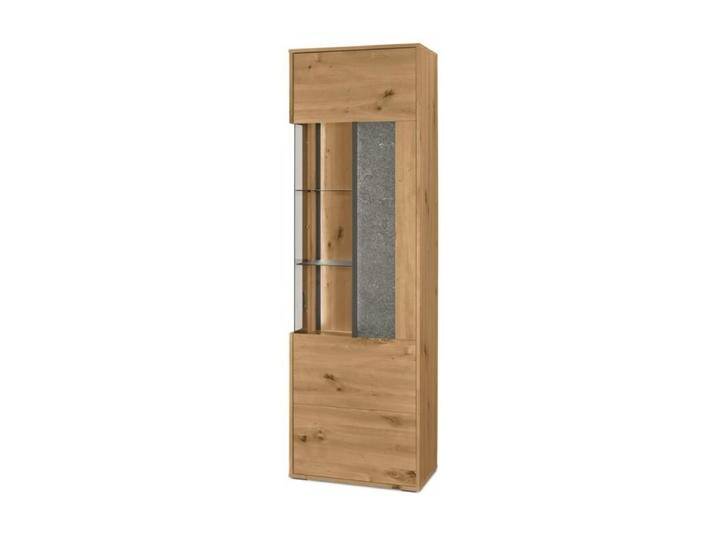 set one by Musterring Deltona Vitrine Type 01 oder 02 - optional mit LED-Beleuchtung - Eiche Artisan Nachbildung, Zierelement Black Pearl Sandstone , Türanschlag rechts , ohne Zusatzausstattung von set-one-by-Musterring
