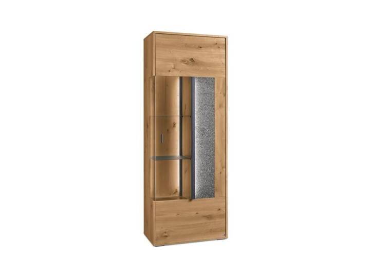 set one by Musterring Deltona Vitrine Type 05 oder 06 - optional mit Beleuchtung - Eiche Artisan Nachbildung, Zierelement Black Pearl Sandstone , Türanschlag rechts , inkl. Beleuchtung von set-one-by-Musterring