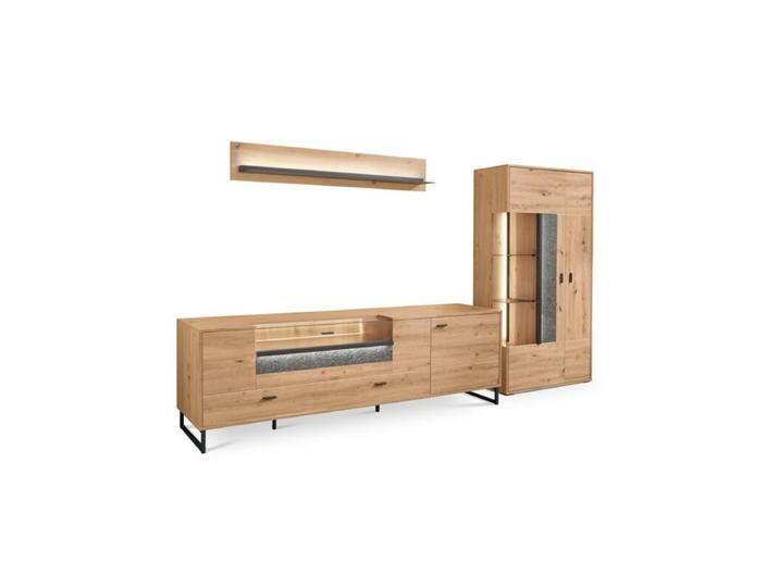 set one by Musterring Deltona Wohnwand 3-teilig Type 01 oder 02 - optional mit LED-Beleuchtung - Eiche Artisan Nachbildung , Vitrine rechts , inkl. Beleuchtung, Modern, Zeitlos, Soft-Close-Funktion von set-one-by-Musterring
