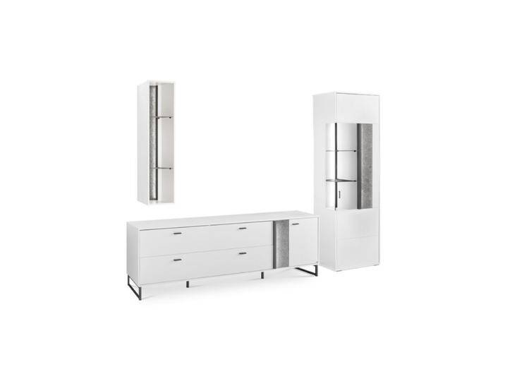 set one by Musterring Deltona Wohnwand 3-teilig Type 03/103 - optional mit Beleuchtung - Dekor weiß matt , inkl. Beleuchtung , Vitrine rechts von set-one-by-Musterring