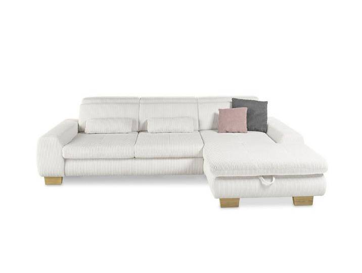 set one by Musterring Ecksofa SO 3400, 2 Teile, grau, Sitzhöhe 47 cm-Kopfteilverstellung-Bettfunktion -Stauraum im Longchair, Cord silver von set-one-by-Musterring